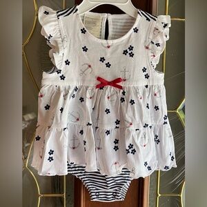 NWT First Impressions Patriotic USA July 4th Onesie Dress Baby Girl Size 6-9M